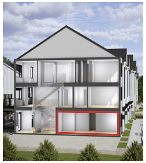 The River building section rendering