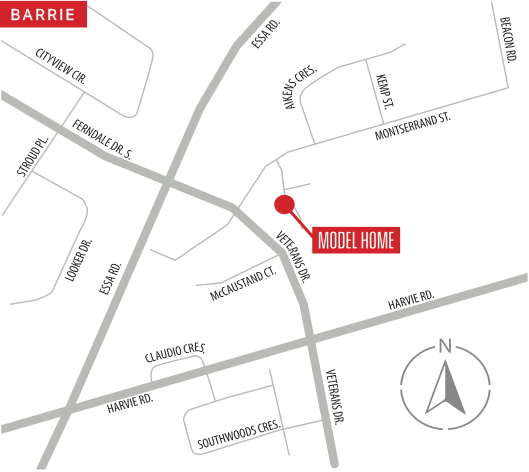 Map showing model home location